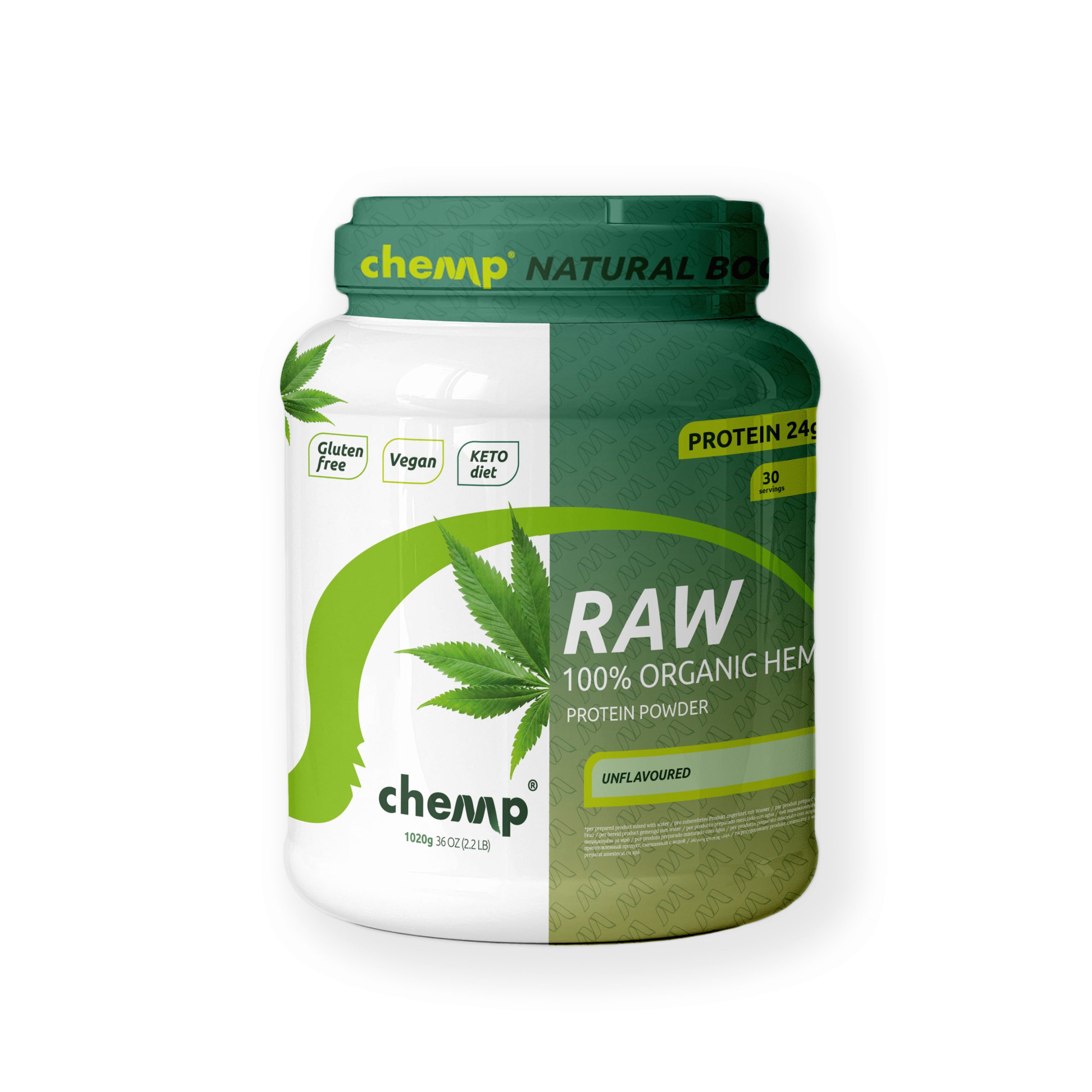 Chemp® Raw 100% Organic Hemp Protein - 1020g unflavored